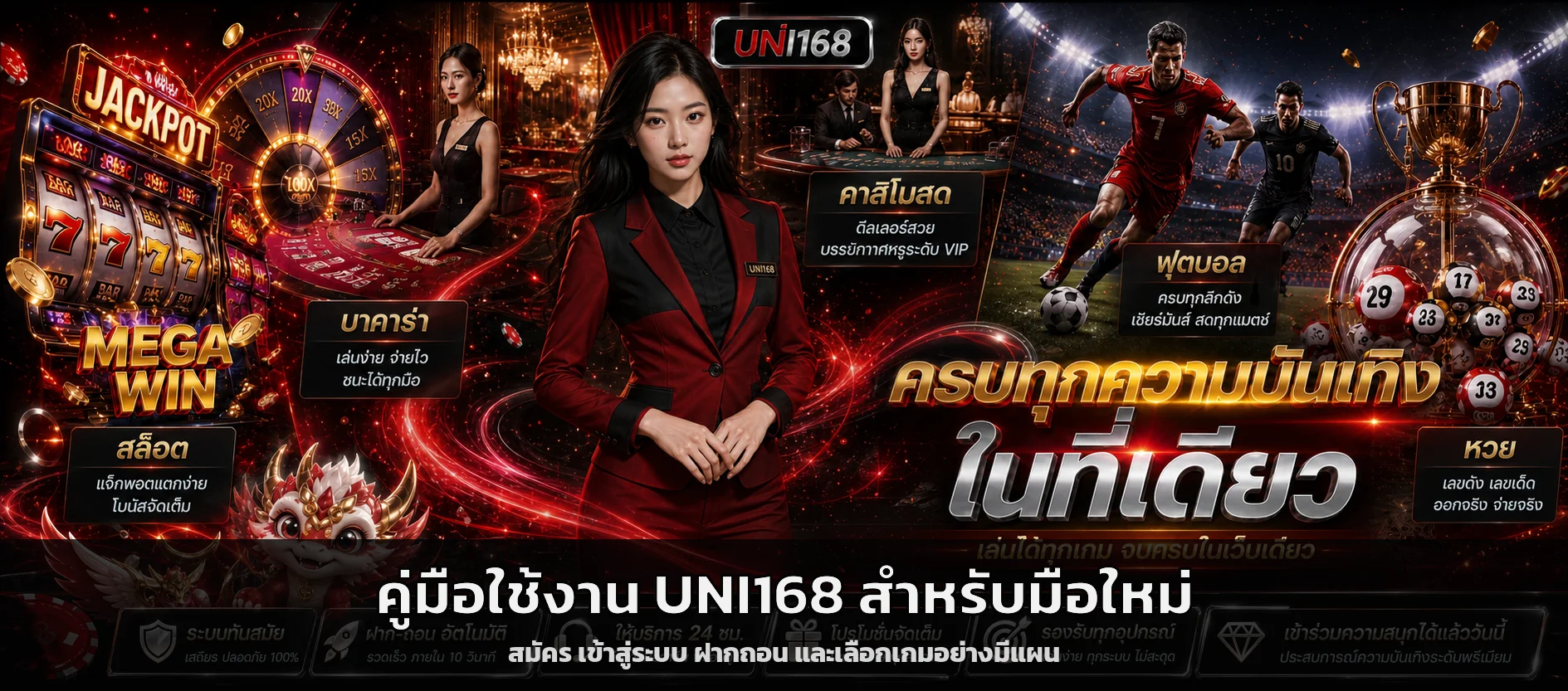 UNI168 คู่มือมือใหม่ สมัคร เข้าสู่ระบบ ฝากถอน และทดลองเล่น