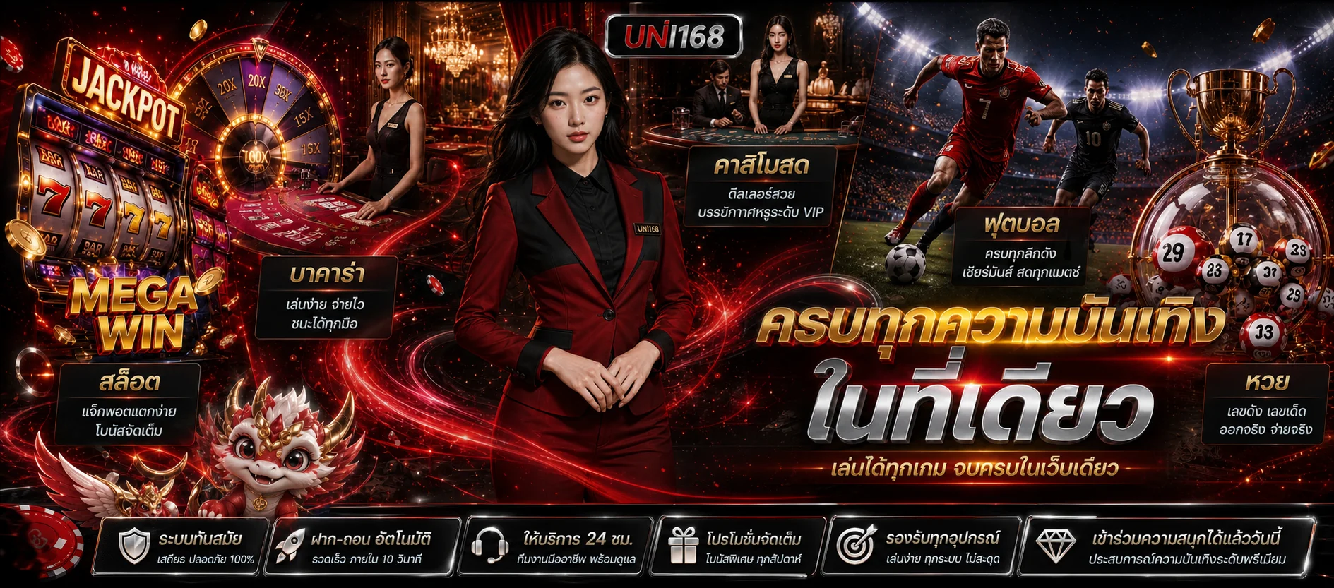 UNI168 รวมสล็อต คาสิโน กีฬา และหวยในเว็บเดียว